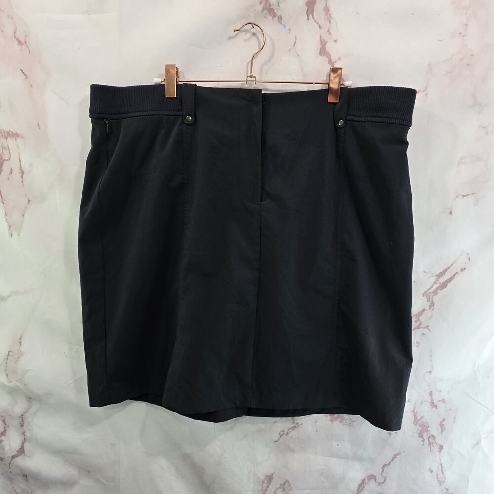 Chicos Skirt Womens XL 3 Black Mini Stretchy Active Elastic Zip Golf Tennis